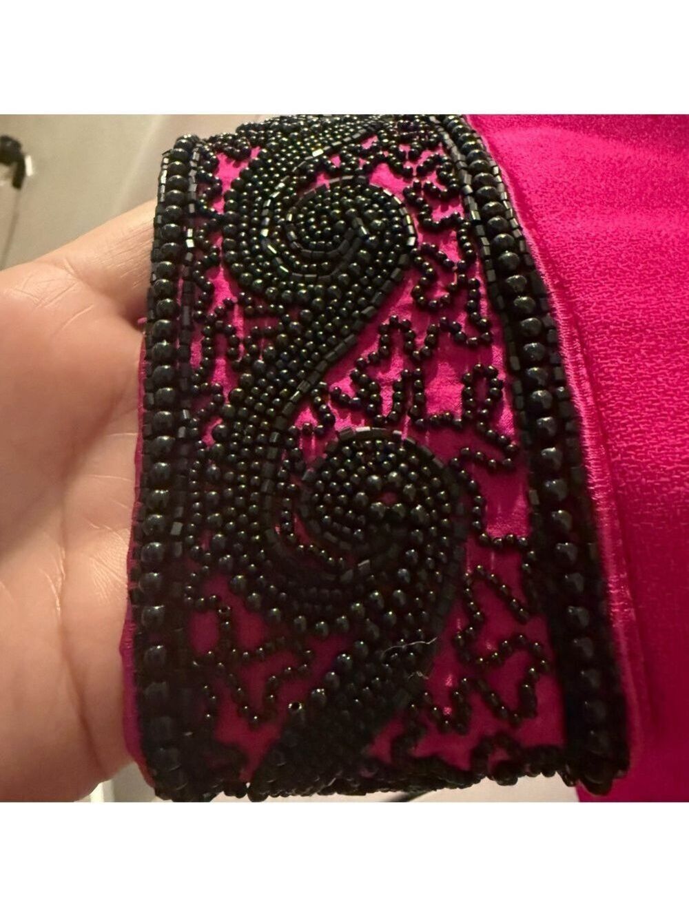 OLEG CASSINNI by Black Tie II Hot Pink wool beaded jacket. Size 16 - Picture 6 of 9